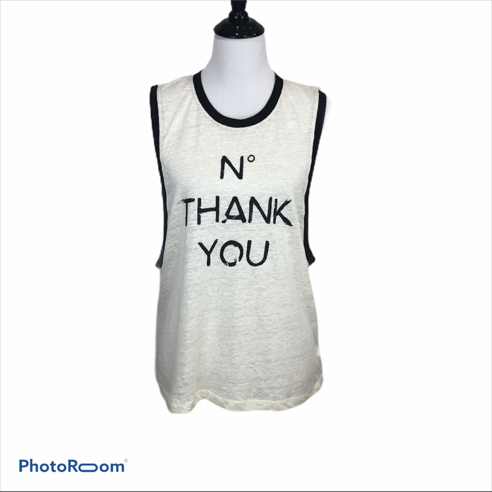 Forever 21 ‘No Thank You’ round neck linen muscle top